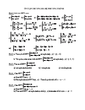 Toán 9 - Ôn tập chương III Hệ phương trình